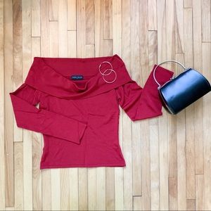 Karen Millen Scarlett Red Cowl Neck top - Size 2